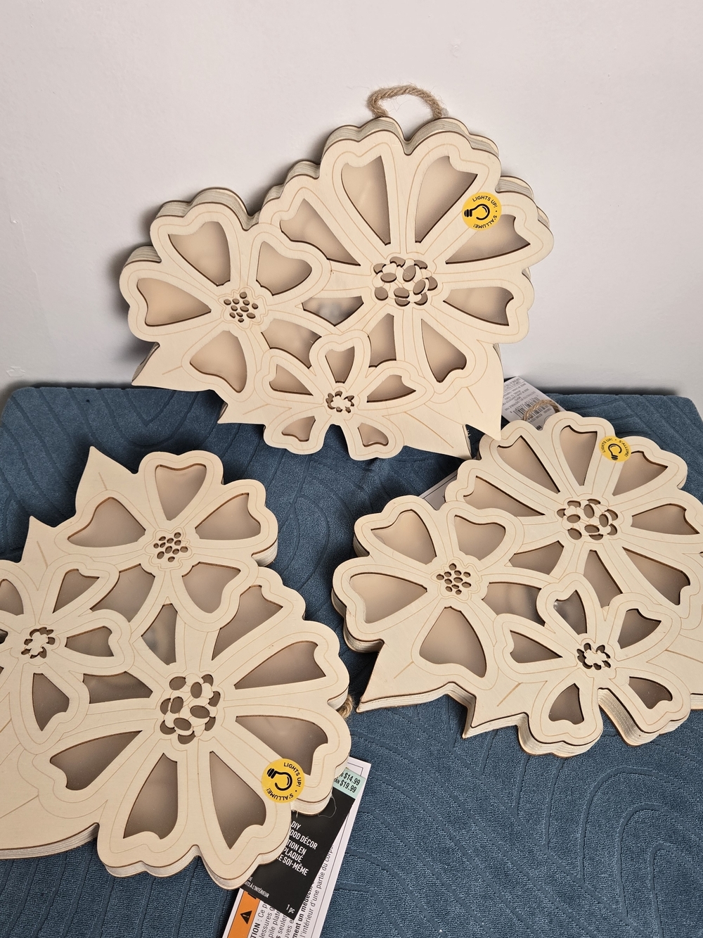 Wooden DIY plywood Paintable LED Floral Wood Wall Hanging Decor